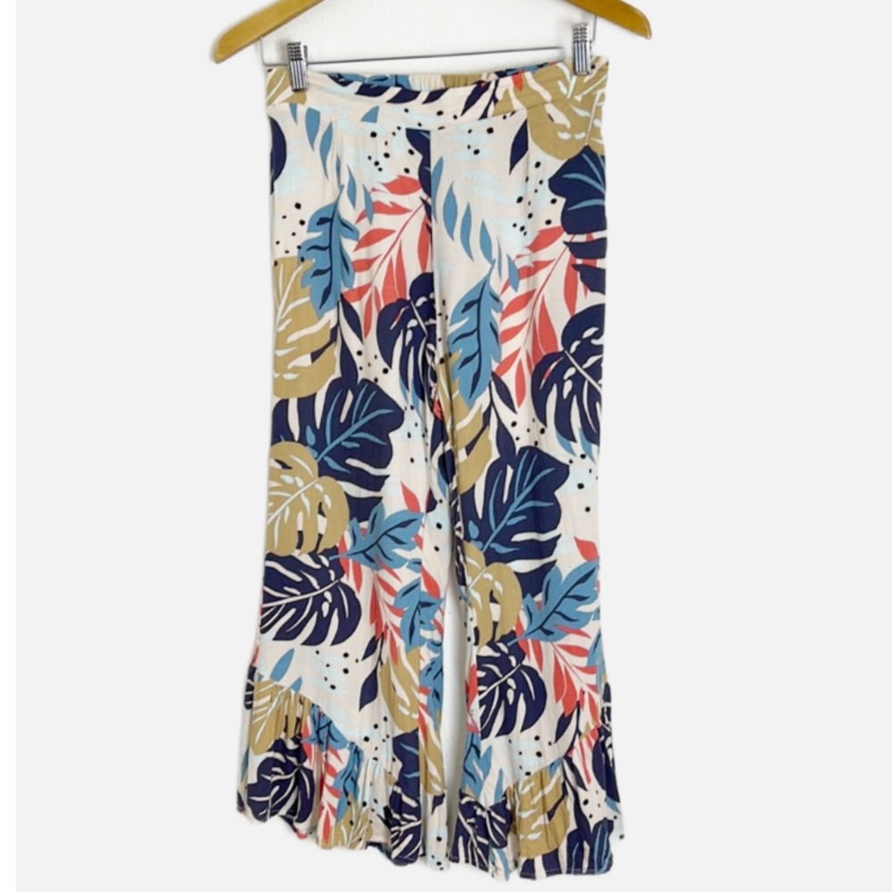 Saltwater LUXE tropical print rayon ruffle pants S